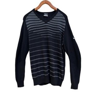 Nike Merino Wool Golf Performance Sweater Black Grey Stripe, Size Medium